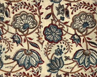 Indian block print, handprinted cotton, dress materials, 100% cotton, floral prints, fabric from india, yardage, jaipuri cotton prints