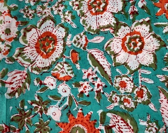 Indian block print, handprinted cotton, dress materials, 100% cotton, floral prints, fabric from india, yardage, jaipuri cotton prints