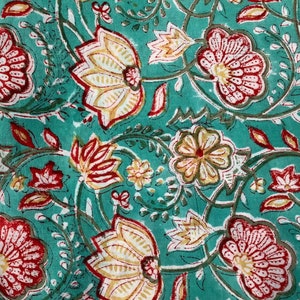 Indian block print, handprinted cotton, dress materials, 100% cotton, floral prints, fabric from india, yardage, jaipuri cotton prints image 1