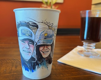 Handgetekende koffiekop in fotostijl - Romantisch ochtendbericht – gepersonaliseerd on-demand