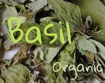 Basil organic Whole pure leaves dried to keep them raw Seasoning herbs spice hand cultivated sustainably eco bio certified Aromatic Genovese