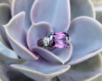 Vintage Avon Amethyst CZ ring Sterling Silver purple 5.5