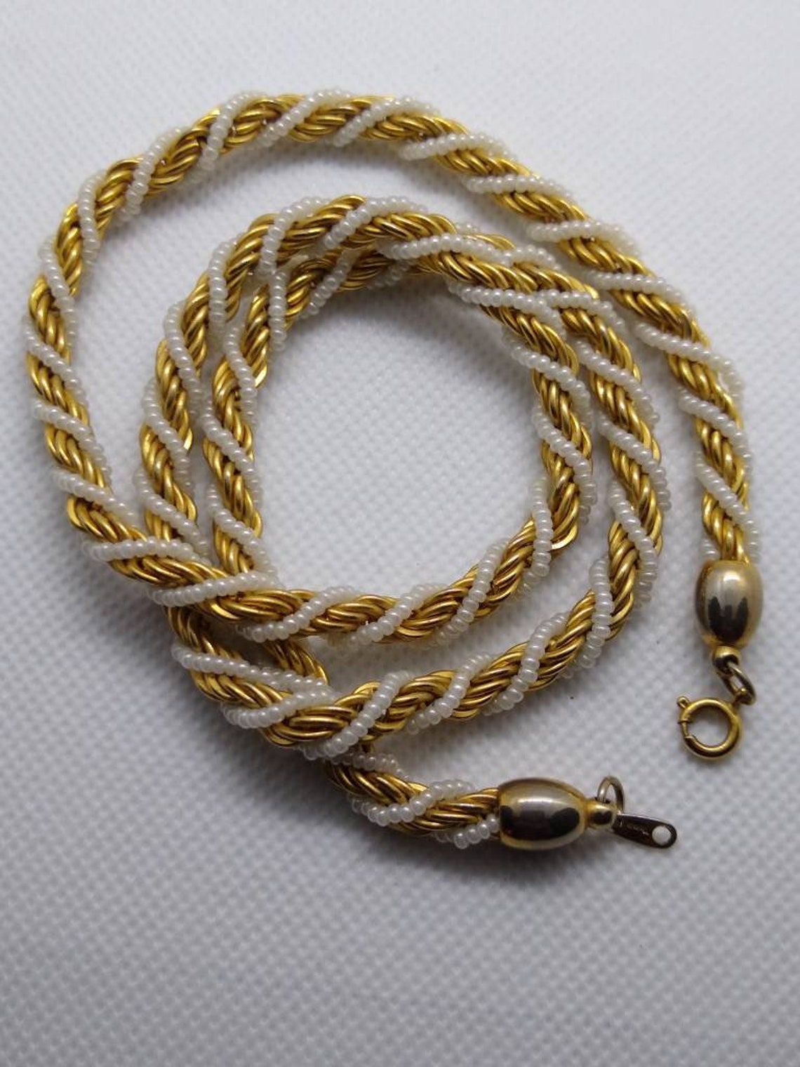 Crown Trifari gold plated rope chain Seed Pearl Rope Necklace Etsy