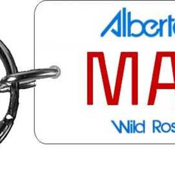 Personalized Alberta Canada replica license plate keychain overlaminated- key ring
