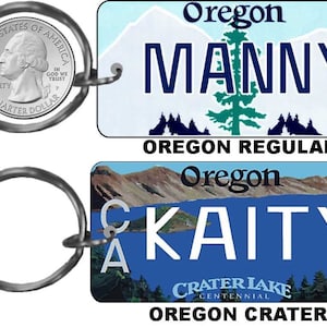 Personalized Oregon replica license plate keychain overlaminated - key ring