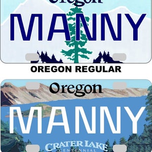 Personalized Oregon, Crater BICYCLE LARGE replica license plate accessory overlaminated