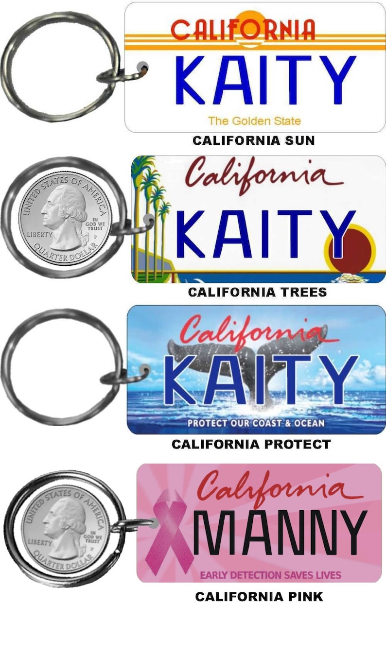 Personalized California replica license plate keychain Etsy