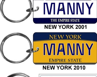 Personalized New York Liberty, 2001, 2010 replica license plate keychain overlaminated key ring