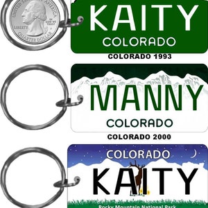 Personalized Colorado replica license plate keychain overlaminated - key ring