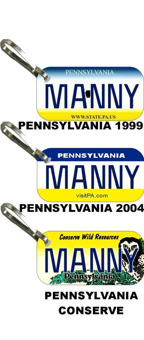 Personalized Pennsylvania Replica License Plate Zipper Pull Etsy