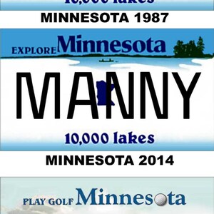 Personalized Minnesota Refrigerator Magnet State License Plate Replica