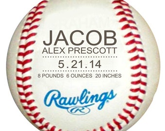 Personalized Birth Announcement Baseball