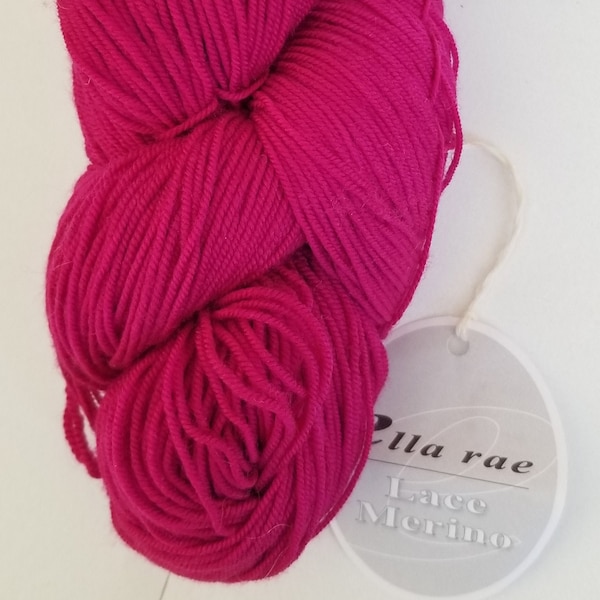 Extra Fine Merino wool from Ella Rae "Lace Merino Solid". Made in Italy! Color#31 Dark Magenta 460 yds per hank, super wash fingering weight