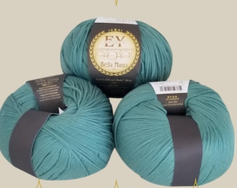 Luxury Silk Modal Yarn, EuroYarn Bella Mano, Apollo Belvedere, 400m Skein