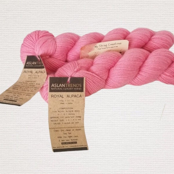 Aslan Trend **Royal Alpaca **Ultra soft Alpaca yarn! Fine High quality Luxury fiber! Two Pink hanks available