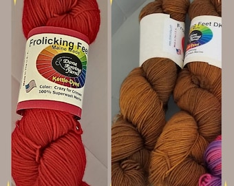 Done Roving Yarns *Frolicking Feet Dk*Hand painted & Kettle-Dyed Yarns. Superwash Merino, USA Made