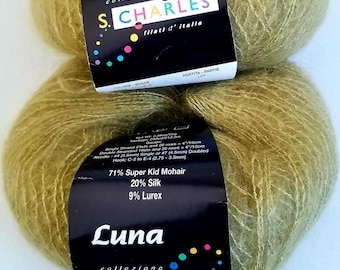 Stacy Charles LUNA ~ Super Kid Mohair & Silk with a Strand of Metallic. Knit Crochet Yarn