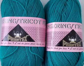 Vintage Phentex Fingering Yarn: Carioca Blue-Green Acrylic, Canada
