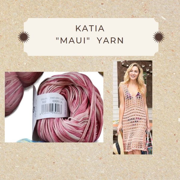 Katia "Maui"  100% cotton in color *Dusty Rose* A Thick and Thin Yarn Great for  knitting, crochet or weaving Final Sale