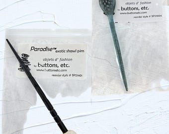 Alfileres de chal/Alfileres de palo "Paradise Objets D'arte"" Exquisito hecho a mano