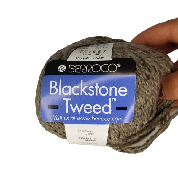 Berroco "BlackstoneTweed"  A wool, mohair and angora blend. A light worsted in Col. #2602 lot 237667 Your classic tweed wool, extremely soft