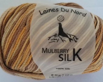 Hilo Mulberry Silk de grosor DK de Laines Du Nord ~ Color Caramel Latte Combo