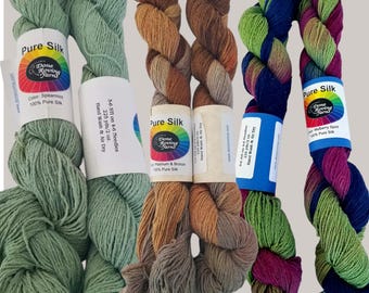 Discontinued Pure Silk Sport Weight Yarn, Done Roving Yarns, 225 yds