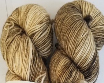 Frolicking Feet DK by Done Roving Yarns Hand painted SuperWash Merino In "Khaki Knits"