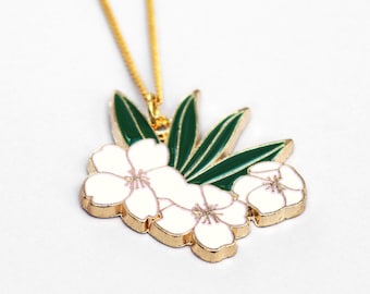 Plumeria-ketting // Ketting frangipanibloem // Witte bloemenketting // Boho-sieraden bloemen // Tropische zomerketting