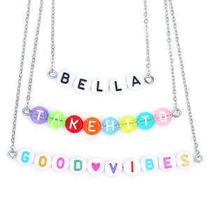 CUSTOM Name Word Necklace // Personalized Letter Necklace // Rainbow Neon Name Necklace // BFF Necklace // Cute Dainty Customized Jewelry