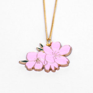 Pink Hibiscus Necklace // Boho Flower Necklace // Tropical Plant Necklace // Floral Summer Necklace // Bohemian Jewelry // Hippie Jewelry