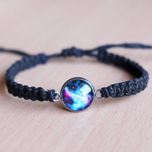 Galaxy Bracelet // Boho Space Bracelet // Milky Way Bracelet // Unisex Macrame Hemp Bracelet // Astronomy Nebula Cosmos // Choose Your Color