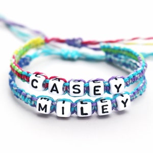 Sparkly Custom Hemp Bracelet // Personalized Name Word Bracelet // Colorful Glitter Bracelet // Customized Rainbow Bracelet / Gifts Under 10