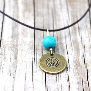 Peace Halskette // Unisex Peace Zeichen Kette // Herren Surfer Kette // Hippie Peace Symbol Anhänger // Herren Sommer Kette Geschenk für Ihn