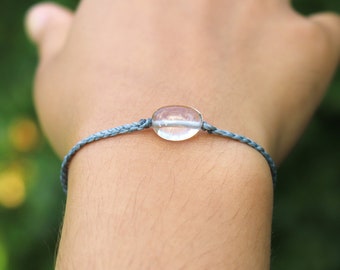 Clear Quartz Bracelet / Waterproof Natural Stone Bracelet / Unisex Adjustable Surfer Gemstone Bracelet / Minimalist Dainty Crystal Bracelet