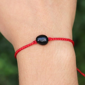 Black Obsidian Bracelet / Waterproof Crystal Bracelet / Unisex Adjustable Gemstone Bracelet  / Minimalist Boho Surfer Natural Stone Bracelet