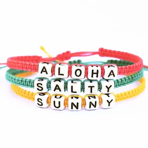 Pulsera personalizada con nombre y palabra / Pulsera de macramé de nailon impermeable / Pulsera personalizada / Pulsera unisex ajustable / Pulsera de capas bohemia