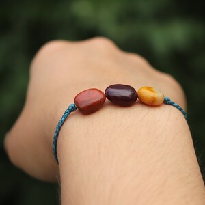 Mookaite Jasper Gemstone Bracelet / Waterproof Natural Stone Bracelet / Adjustable Unisex Boho Surfer Crystal Bracelet / Minimalist Bracelet