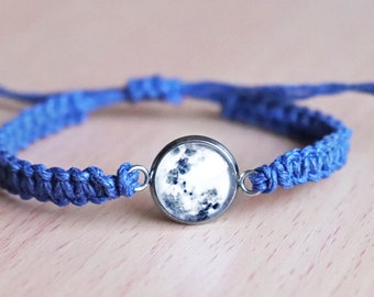 Full Moon Bracelet // Unisex Moon Bracelet // Hemp Layering Bracelet // Boho Lunar Bracelet // Astronomy Space Bracelet // Choose Your Color