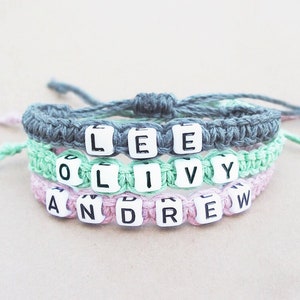 Custom Hemp Bracelet // Personalized Name Word Bracelet // Unisex Bracelet // Choose Your Color // Knotted Hemp Bracelet // Gifts Under 15