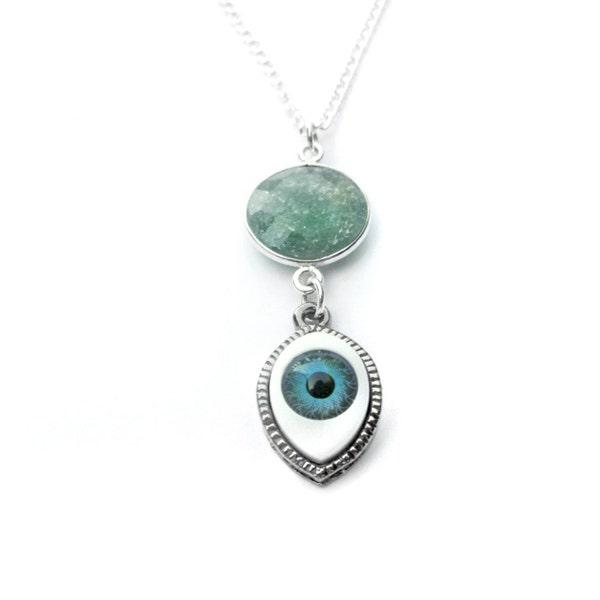 RESERVED FOR CRYSTAL Evil Eye Necklace // Evil Eye & Green Aventurine Necklace // Green Aventurine Necklace // Evil Eye Jewelry