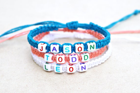 Colorful Kids Jewelry Personalized Rainbow Letter Bead Bracelet