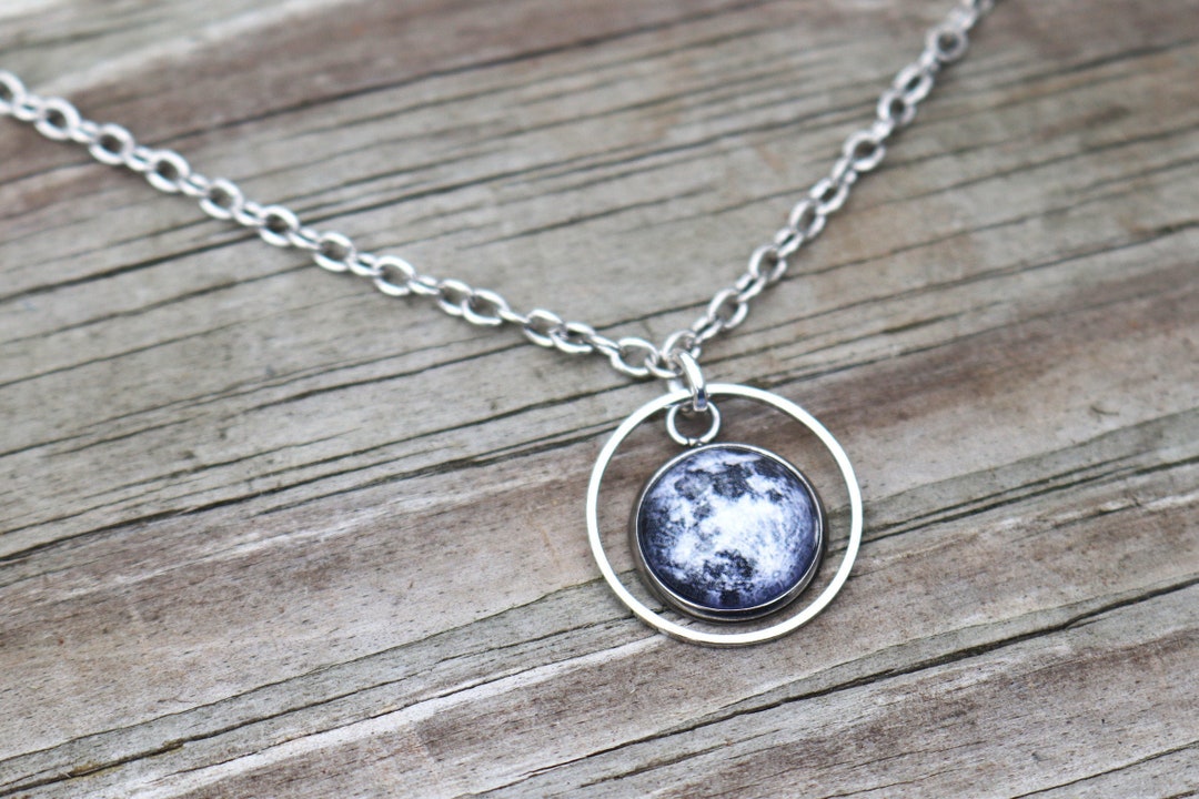 Full Moon Choker // Silver Celestial Necklace // Astronomy Jewelry ...