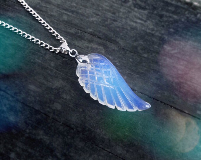 Opalite Crystal Necklace // Opal Quartz Necklace // Opal Angel Etsy