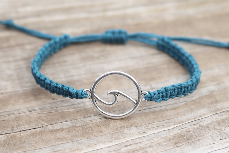 Ocean Bracelet // Sea Wave Bracelet // Unisex Surfer Bracelet // Hemp Macrame Bracelet // Boho Hippie Beach Nature // Choose Your Color image 2