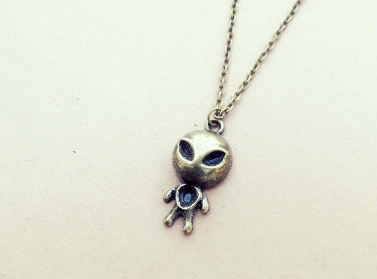 Alien Necklace Grunge Hipster Cute Charm 90s Punk X Files Jewelry Retro Pendant