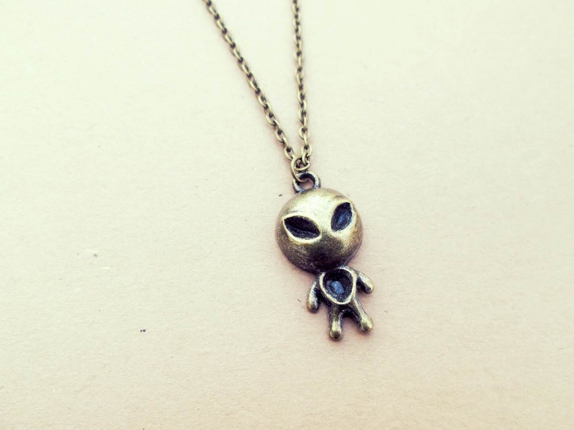 Alien Necklace // Grunge Hipster Cute Alien Charm Necklace // 90s Punk ...