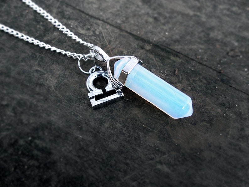 Zodiac Opal Crystal Necklace // Opalite Necklace // Custom Etsy