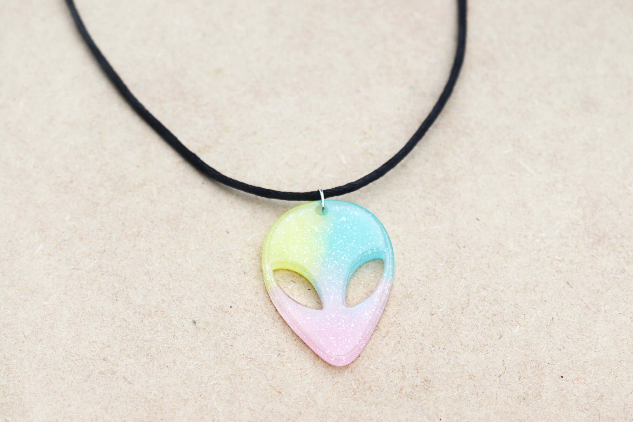 Pastel Alien Choker // Glitter Alien Necklace // Sparkly Etsy