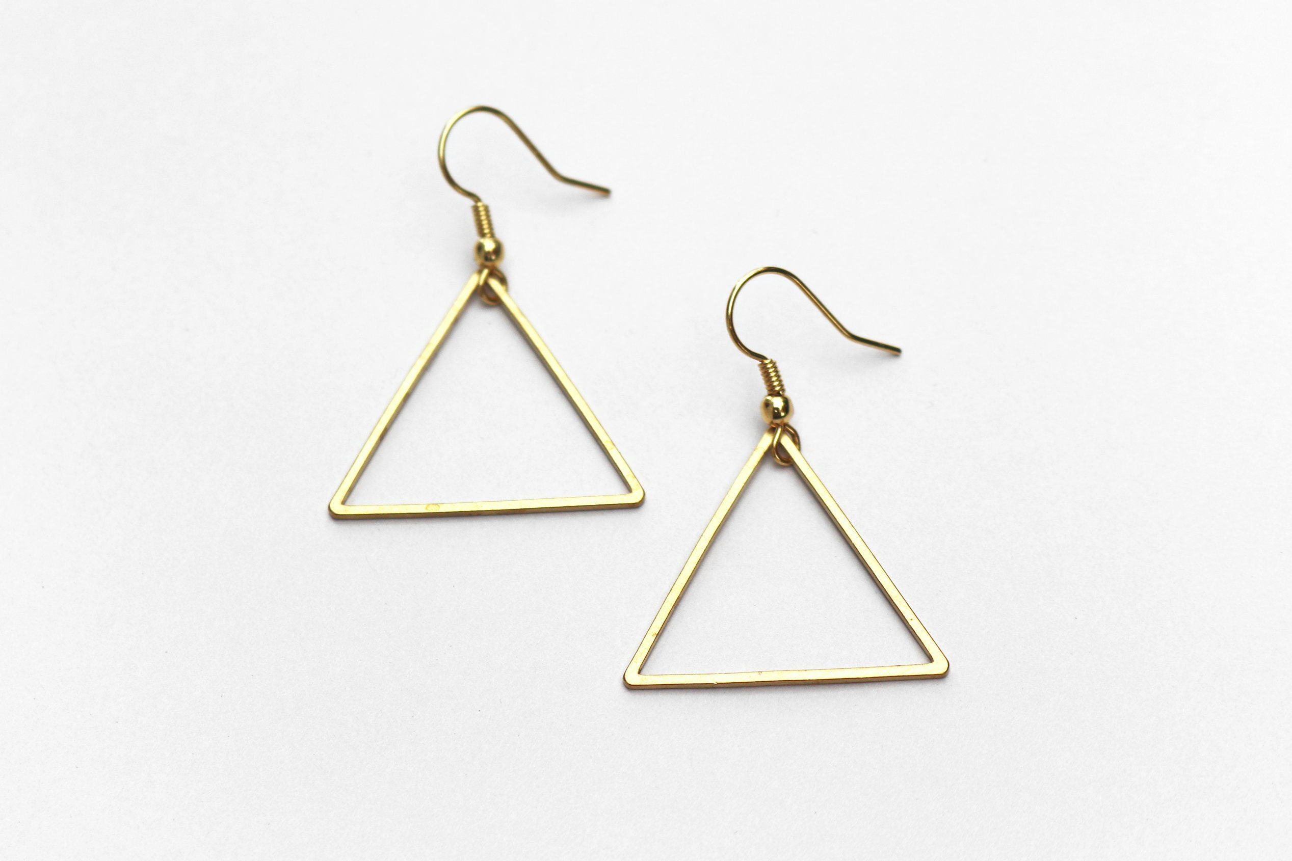 Triangle Earrings // Geometric Drop Earrings // Modern Boho - Etsy